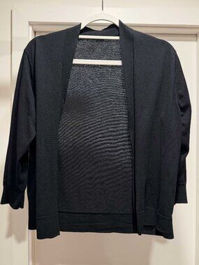 Muji Open Front Black Cardigan - Sz Small